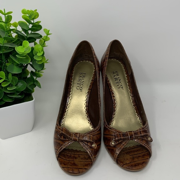 Franco Sarto crocodile peep toe heels - Picture 1 of 13